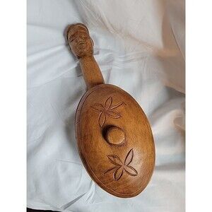 Folk Art Hand Carved Bowl With Sleeping Man Handle. Arts & Crafts Tribal Art
